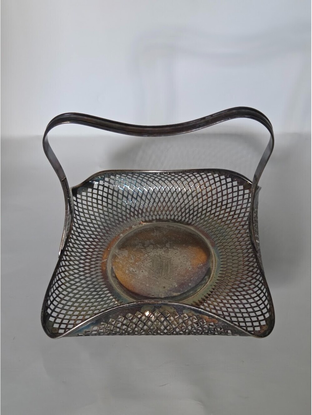 Bailey Banks & Biddle Silverplate Reticulated Square Basket Handle #1308